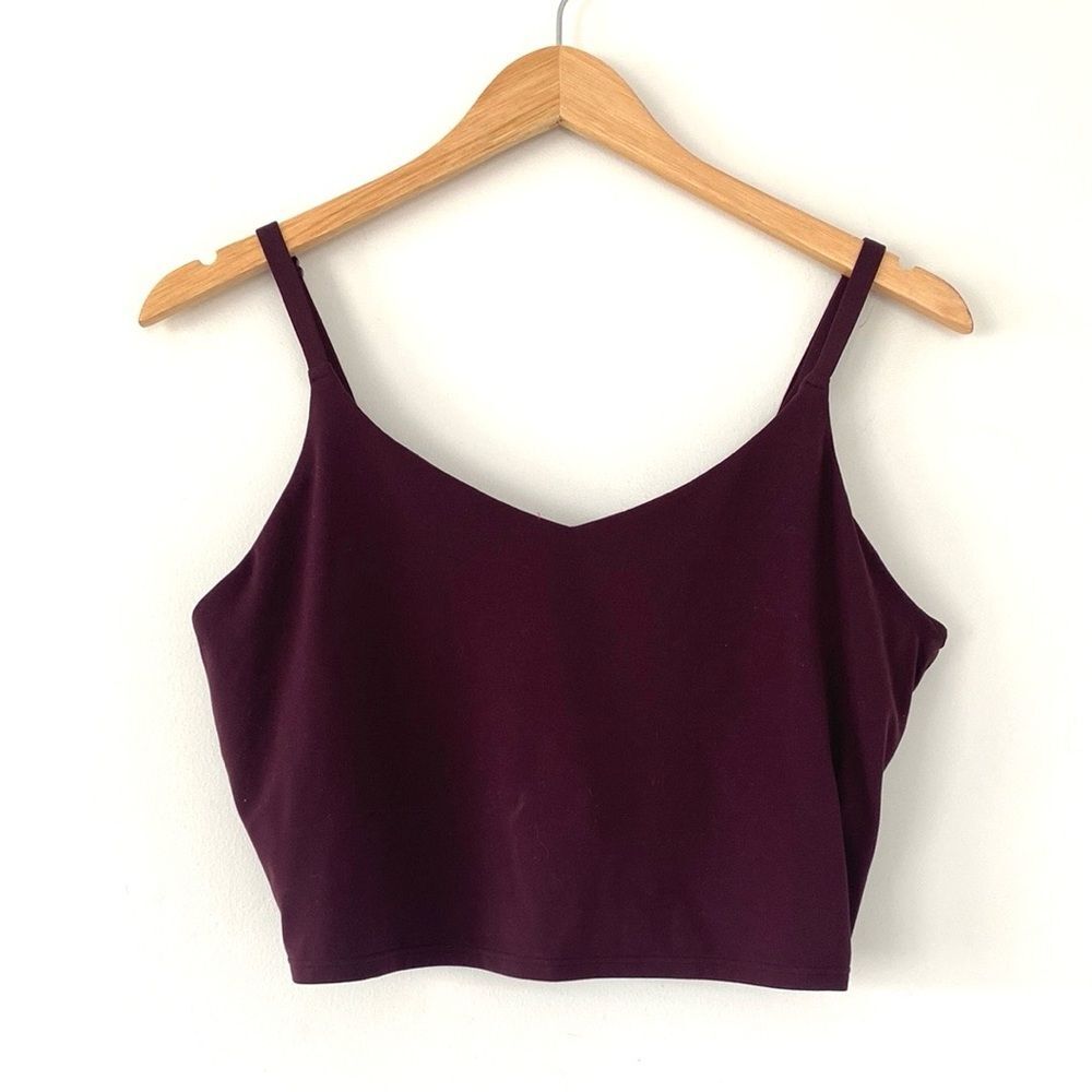 Athleta Elation Vneck Longline Bra A-C Spiced Cabernet Burgundy color sz L NWOT